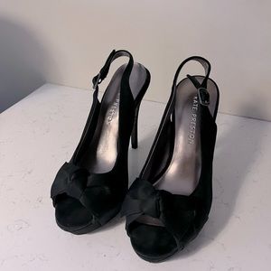 Black satin platform high heel size 7